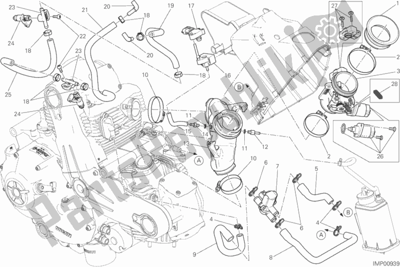 All parts for the Throttle Body of the Ducati Scrambler Classic Brasil 803 2016